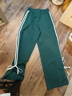 Le Lis Forest Green Joggers with White Side Stripes